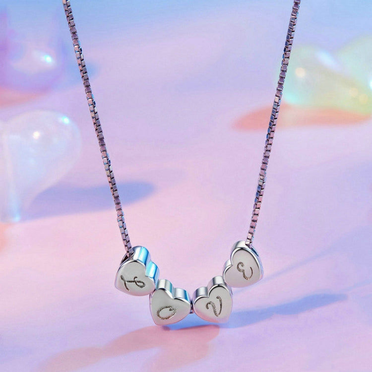 S925 Sterling Silver Platinum-plated Love Letters DIY Beads(V) - Jewelry Accessories by PMC Jewellery | Online Shopping South Africa | PMC Jewellery