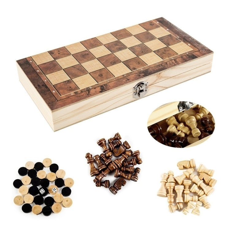 34 x 34cm 3 In 1 Wooden Chess Set Foldable Chess Board For Kids Adults - Table Games by PMC Jewellery | Online Shopping South Africa | PMC Jewellery | Buy Now Pay Later Mobicred