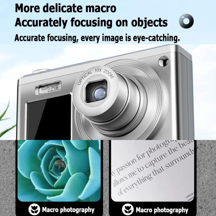 4K HD Optical Zoom Digital Camera 60MP Dual Screen Selfie Camera, No Memory(Silver) - Video Cameras by PMC Jewellery | Online Shopping South Africa | PMC Jewellery | Buy Now Pay Later Mobicred