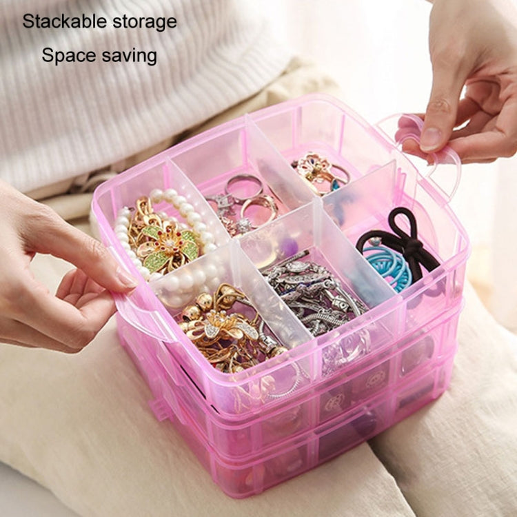 3 Layer Detachable Jewelry Storage Box Plastic Handheld Cosmetic Storage Box(Blue) - Jewelry Storages by PMC Jewellery | Online Shopping South Africa | PMC Jewellery