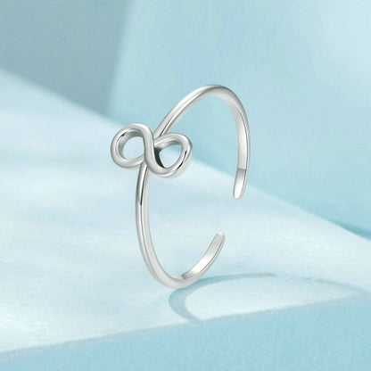 S925 Sterling Silver Infinite Loop Open Adjustable Ring(SCR996-E) - Rings by PMC Jewellery | Online Shopping South Africa | PMC Jewellery