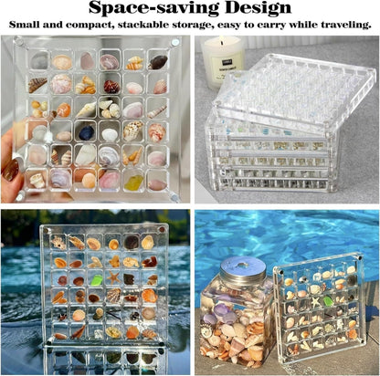 100 Grids Acrylic Magnetic Seashell Storage Display Box Beads Jewelry Nail Art Storage Box - Jewelry Storages by PMC Jewellery | Online Shopping South Africa | PMC Jewellery