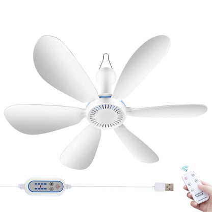 USB Home Dormitory Mute High Wind Power Mini Fan Six Blade Small Ceiling Fan, Style: Fan+Remote Control Speed Control Cord - Electric Fans by PMC Jewellery | Online Shopping South Africa | PMC Jewellery | Buy Now Pay Later Mobicred