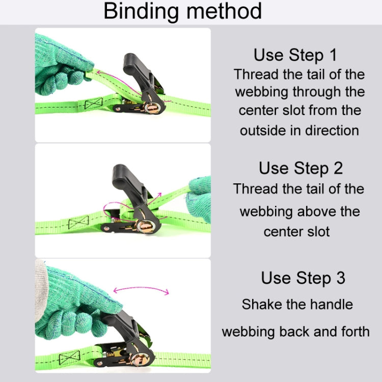 Motorcycle Ratchet Tensioner Cargo Bundling And Luggage Fixing Straps, Specification: Fluorescent Green 5m - Towing Bars by PMC Jewellery | Online Shopping South Africa | PMC Jewellery | Buy Now Pay Later Mobicred