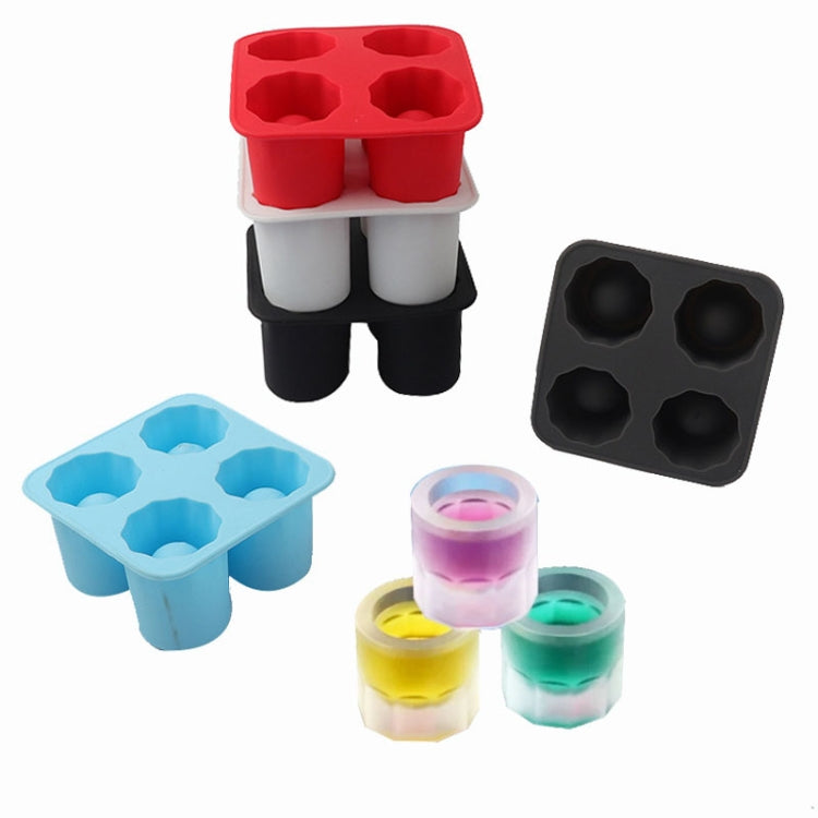 Four Hole Ice Cup Silicone Mold Compartment Cylindrical Coke Whiskey Ice Cube Maker Mold(Red) - Food Molds by PMC TechLife | Online Shopping South Africa | PMC TechLife