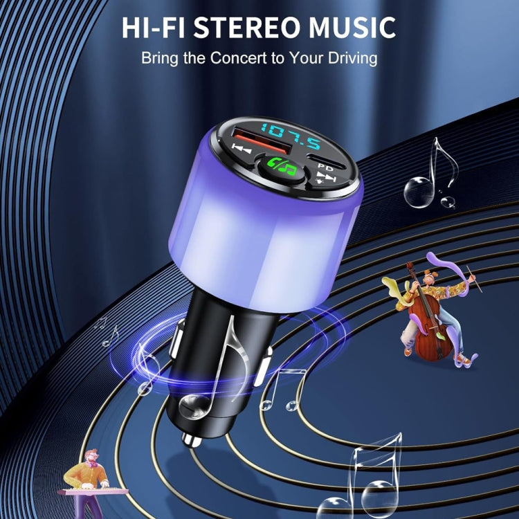 48W PD Fast Charging Car Bluetooth MP3 Player Ambient Light(Black) - Bluetooth Car Kits by PMC TechLife | Online Shopping South Africa | PMC TechLife | Buy Now Pay Later Mobicred