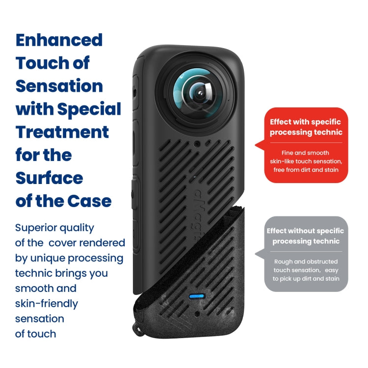 For Insta360 X4 AMagisn Silicone Protective Cover Body Case Gray - free shipping - PMC TechLife - Order now!