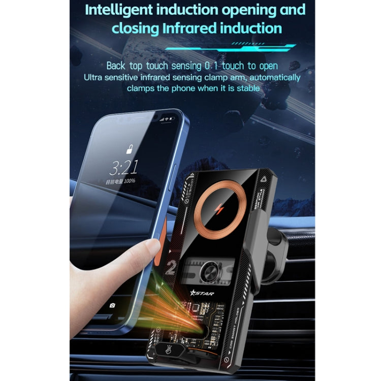 15W QI Protocol Wireless Car Charger Smart Induction Phone Holder(Black) - Wireless Charger Holders by PMC TechLife | Online Shopping South Africa | PMC TechLife | Buy Now Pay Later Mobicred