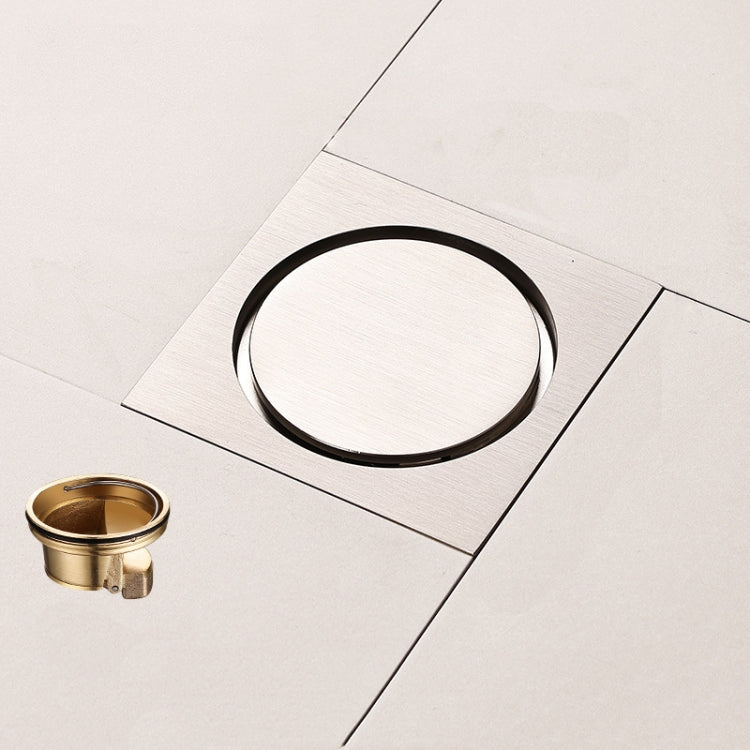 All Copper Brushed Anti-Odor Floor Drain Gravity Copper Core Bathroom Floor Drain, Specification: Round Invisible - Drain Strainers by PMc TechLife | Online Shopping South Africa | PMc TechLife | Buy Now Pay Later Mobicred