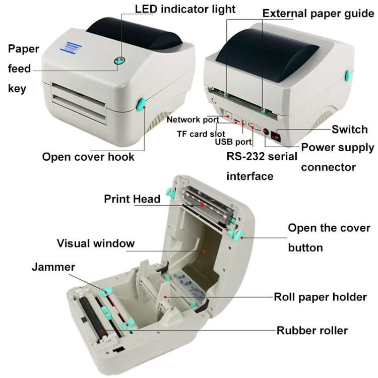 Xprinter XP-450B USB Port Supermarket Cashier Barcode Thermal Printer(UK Plug) - free shipping - PMC TechLife - Order now!