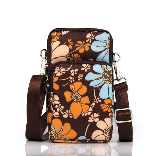 Printed Crossbody Mobile Phone Bag Mini Wallet With Arm Band, Style: Coffee Printed - Single-shoulder Bags by PMC Jewellery | Online Shopping South Africa | PMC Jewellery | Buy Now Pay Later Mobicred