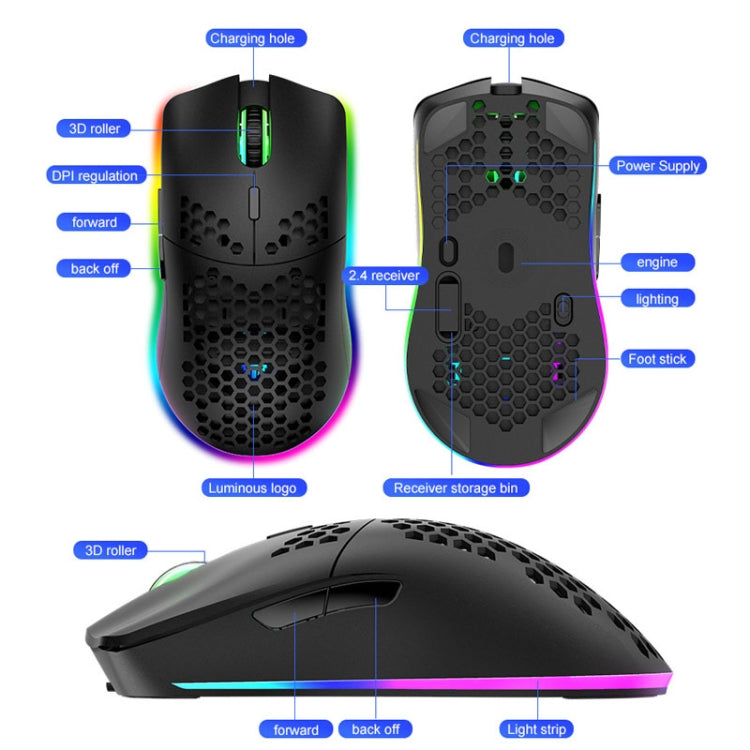 XUNSVFOX XYH80 Hollow Hole Rechargeable Wireless Gaming Mouse RGB Light Computer Office Mouse(White) - Wireless Mice by XUNSVFOX | Online Shopping South Africa | PMC Jewellery | Buy Now Pay Later Mobicred