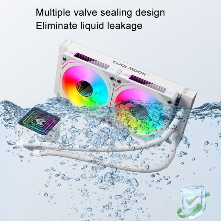 COOLMOON Glacier 240 Water Cooling Radiator Desktop ARGB Multi-Platform Integrated Lens CPU Water Cooling Fan, Color: White - Fan Cooling by COOLMOON | Online Shopping South Africa | PMC Jewellery | Buy Now Pay Later Mobicred