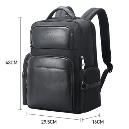 Bopai 61-125031 Large-capacity First-layer Cowhide Business Laptop Backpack With USB+Type-C Port(Black) - Backpack by Bopai | Online Shopping South Africa | PMC Jewellery | Buy Now Pay Later Mobicred