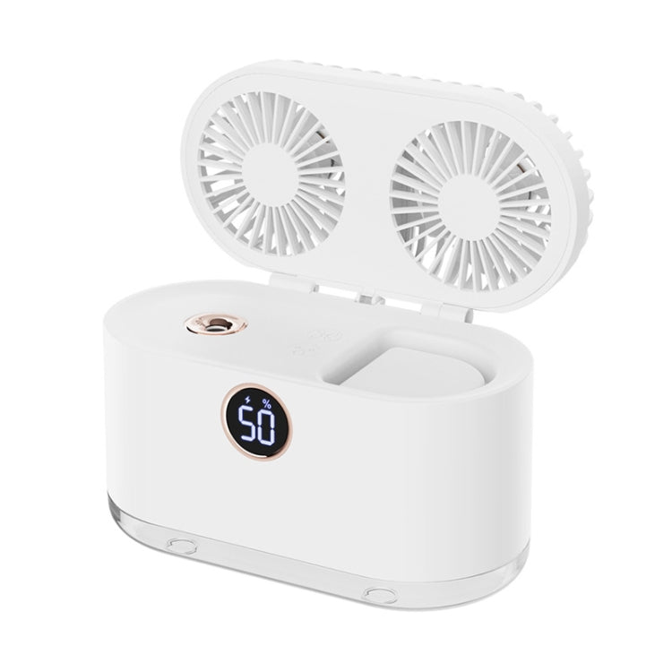 WT-818 Dual-leaf Spray Smart Digital Display Desktop Fan Night Light Humidification Cooler(White) - Electric Fans by PMC Jewellery | Online Shopping South Africa | PMC Jewellery | Buy Now Pay Later Mobicred