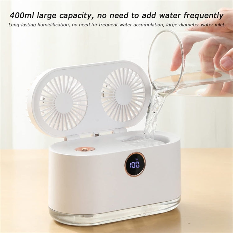 WT-818 Dual-leaf Spray Smart Digital Display Desktop Fan Night Light Humidification Cooler(Green) - Electric Fans by PMC Jewellery | Online Shopping South Africa | PMC Jewellery | Buy Now Pay Later Mobicred