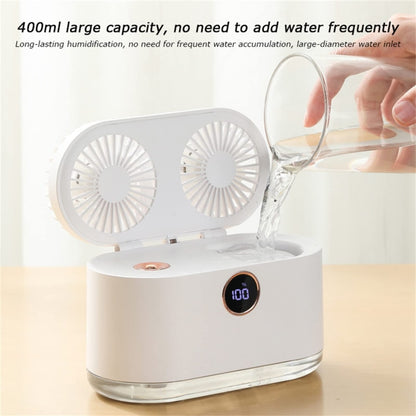 WT-818 Dual-leaf Spray Smart Digital Display Desktop Fan Night Light Humidification Cooler(White) - Electric Fans by PMC Jewellery | Online Shopping South Africa | PMC Jewellery | Buy Now Pay Later Mobicred