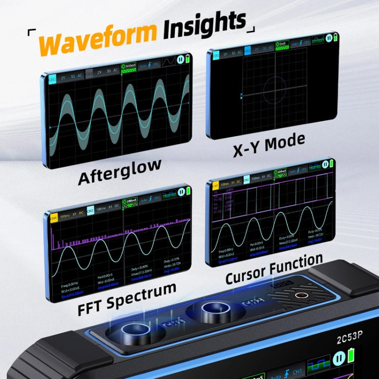 FNIRSI 2C53P Dual Channel Flat Panel Digital Oscilloscope Multimeter Signal Generator 3 In 1(Black) - free shipping - PMC TechLife - Order now!