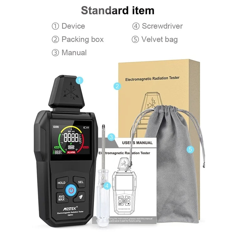 MESTEK  EMF01 Electromagnetic Radiation Detector Highly Sensitive 3-Axis Sensing Probe - free shipping - PMC TechLife - Order now!