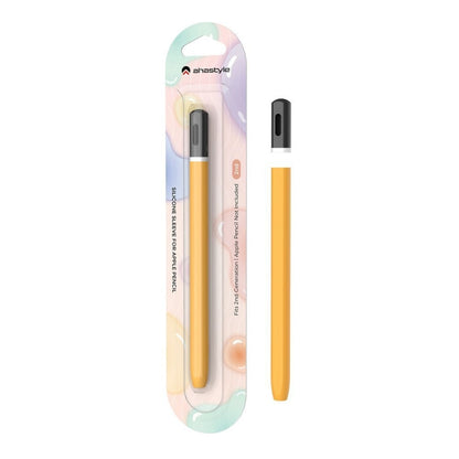 For Apple Pencil 2 AhaStyle JY16-2 Silicone Case Retro Non-slip and Anti-drop Pen Cover(Yellow) - Pencil Accessories by AhaStyle | Online Shopping South Africa | PMC Jewellery | Buy Now Pay Later Mobicred