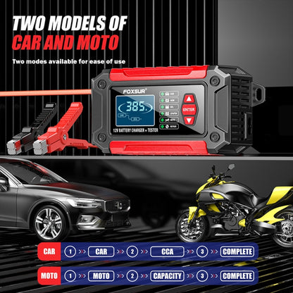 FOXSUR Cars Motorcycles 12V Lithium Cattery Charger With Battery Detection(EU Plug) - Battery Charger by FOXSUR | Online Shopping South Africa | PMC Jewellery | Buy Now Pay Later Mobicred