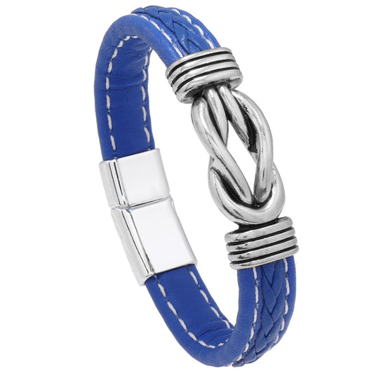 Simple Alloy Magnetic Clasp Leather Bracelet Personalized Braided Bracelet, Style: Blue 21cm - Bracelets by PMC Jewellery | Online Shopping South Africa | PMC Jewellery | Buy Now Pay Later Mobicred