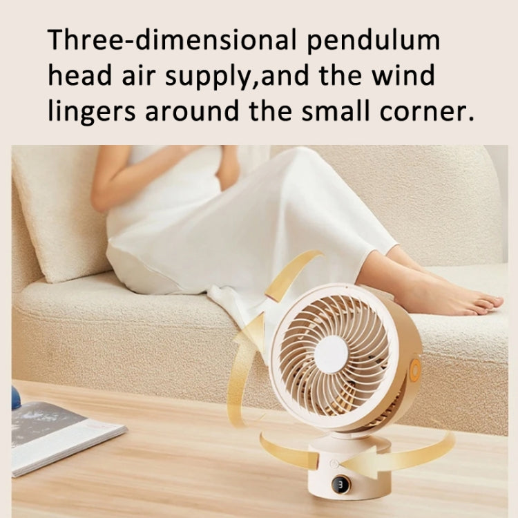 WT-F70  Oscillating Desk Fan  3-Speed Digital  Display, 4-Hour Timer, Adjustable Tilt Angle, Built-In 4000 MAh Battery(White) - Electric Fans by PMC Jewellery | Online Shopping South Africa | PMC Jewellery | Buy Now Pay Later Mobicred