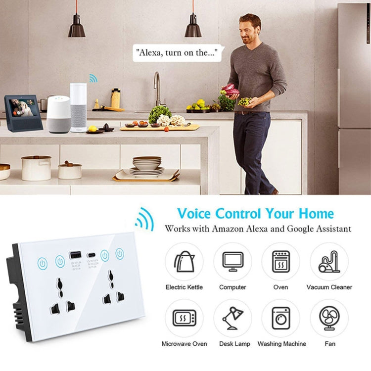 Graffiti Smart Socket With Switch USB+Type-C Dual Port Remote Control Socket, UK Plug, Style: Wifi Black - Smart Socket by PMC Jewellery | Online Shopping South Africa | PMC Jewellery | Buy Now Pay Later Mobicred