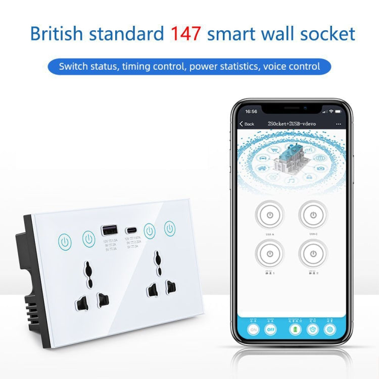 Graffiti Smart Socket With Switch USB+Type-C Dual Port Remote Control Socket, UK Plug, Style: Wifi Black - Smart Socket by PMC Jewellery | Online Shopping South Africa | PMC Jewellery | Buy Now Pay Later Mobicred