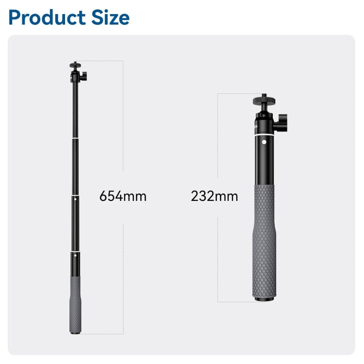 TELESIN WSS-001 65.4cm Aluminum Alloy Waterproof Ball Head Selfie Stick Diving Shooting Sports Camera Extension Stick - Extendable Pole by TELESIN | Online Shopping South Africa | PMC Jewellery | Buy Now Pay Later Mobicred