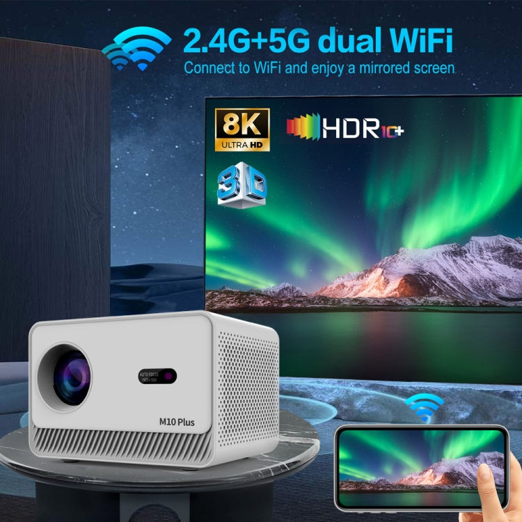 M10 Plus 1280x720P Projector 2.4G / 5G WIFI Bluetooth 5.2 Android 11 System Home Cinema EU Plug - Mini Projector by PMC Jewellery | Online Shopping South Africa | PMC Jewellery | Buy Now Pay Later Mobicred