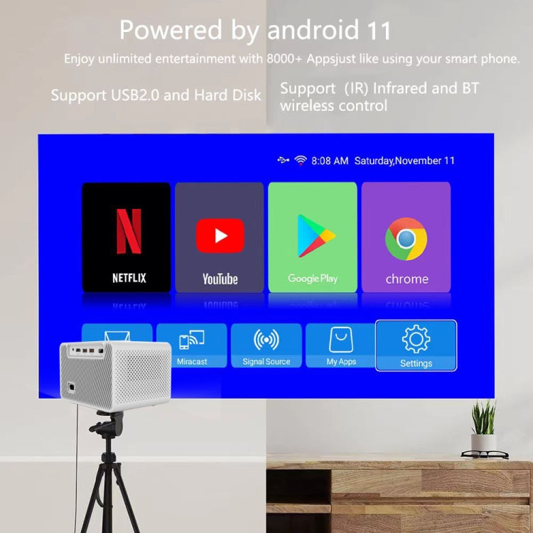 M10 Plus 1280x720P Projector 2.4G / 5G WIFI Bluetooth 5.2 Android 11 System Home Cinema EU Plug - Mini Projector by PMC Jewellery | Online Shopping South Africa | PMC Jewellery | Buy Now Pay Later Mobicred