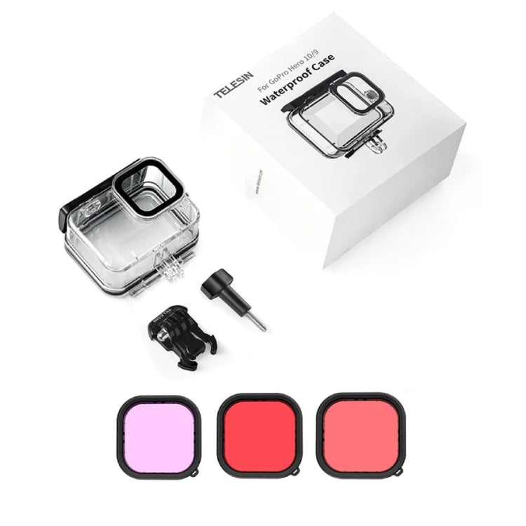 TELESIN GP-WTP-901 45m Diving Shell, For GoPro HERO12 Black / HERO11 Black / HERO10 Black / HERO9 Black Shell+Filter Set - free shipping - PMC TechLife - Order now!
