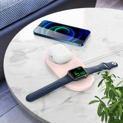 For Apple Watch / iPhone AhaStyle PT135 2 In 1 Silicone Wireless Charging Base(Pink) - Charger / Holder by AhaStyle | Online Shopping South Africa | PMC Jewellery | Buy Now Pay Later Mobicred