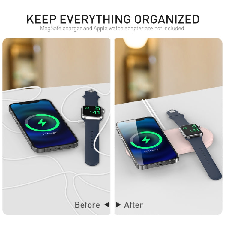 For Apple Watch / iPhone AhaStyle PT135 2 In 1 Silicone Wireless Charging Base(Grey) - Charger / Holder by AhaStyle | Online Shopping South Africa | PMC Jewellery | Buy Now Pay Later Mobicred