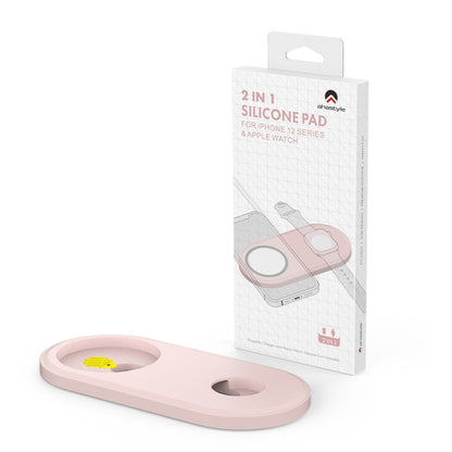 For Apple Watch / iPhone AhaStyle PT135 2 In 1 Silicone Wireless Charging Base(Pink) - Charger / Holder by AhaStyle | Online Shopping South Africa | PMC Jewellery | Buy Now Pay Later Mobicred