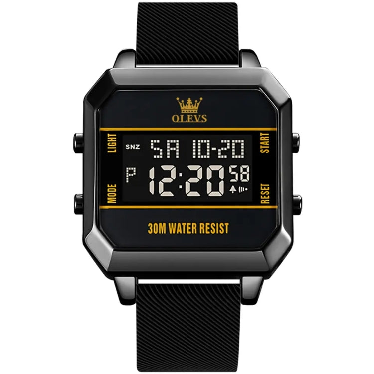 OLEVS 1103 Sports Multi-Function Square Intelligent Electronic Watch Waterproof Men Watch(Black) - Silicone Strap Watches by OLEVS | Online Shopping South Africa | PMC Jewellery | Buy Now Pay Later Mobicred