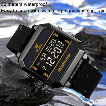 OLEVS 1103 Sports Multi-Function Square Intelligent Electronic Watch Waterproof Men Watch(Black) - Silicone Strap Watches by OLEVS | Online Shopping South Africa | PMC Jewellery | Buy Now Pay Later Mobicred