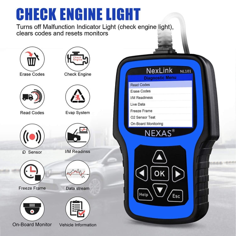 Nexas NL101 Universal OBD2 Scanner Diagnostic Tool & Battery Tester With OBDII - Electronic Test by Nexas | Online Shopping South Africa | PMC Jewellery | Buy Now Pay Later Mobicred