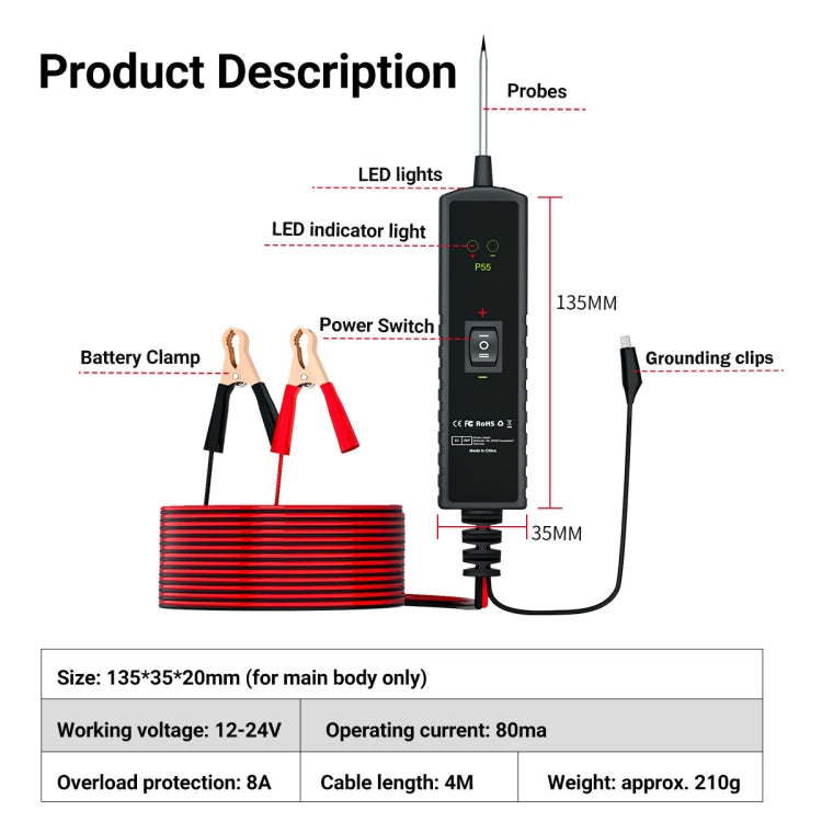 Automotive Electrical Circuit Tester System Short Circuit Tracking Positioning Diagnostic Instrument(P55) - Code Readers & Scan Tools by PMC TechLife | Online Shopping South Africa | PMC TechLife | Buy Now Pay Later Mobicred