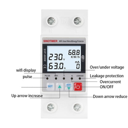 SINOTIMER SVP-688W-L  TUYA APP WiFi Smart Circuit Breaker Over Under Voltage Protector - Other Tester Tool by SINOTIMER | Online Shopping South Africa | PMC Jewellery | Buy Now Pay Later Mobicred