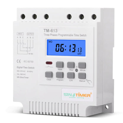 SINOTIMER TM613 380V 16A Three-Phase Programmable Time Switch With Backlight - Switch by SINOTIMER | Online Shopping South Africa | PMC Jewellery | Buy Now Pay Later Mobicred