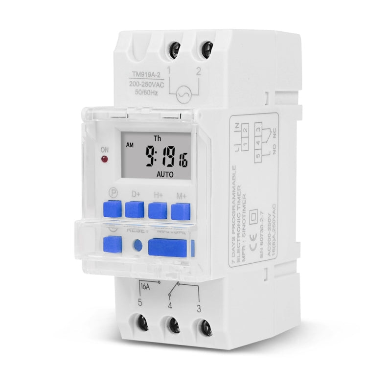 SINOTIMER TM919A-4 12V 16A Din Rail Mount Digital Timer Switch Microcomputer Weekly Programmable Time Relay Control - Switch by SINOTIMER | Online Shopping South Africa | PMC TechLife | Buy Now Pay Later Mobicred