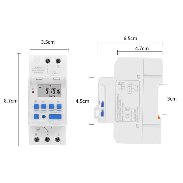 SINOTIMER TM919A-110V 16A Din Rail Mount Digital Timer Switch Microcomputer Weekly Programmable Time Relay Control - Switch by SINOTIMER | Online Shopping South Africa | PMC TechLife | Buy Now Pay Later Mobicred
