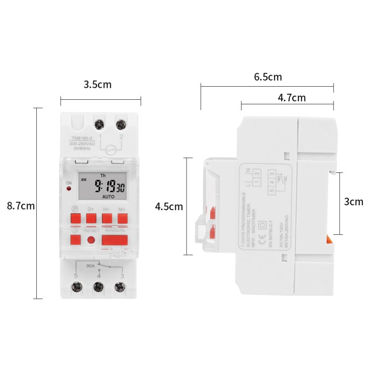 SINOTIMER TM919BK 85-265V AC 30A Programmable Digital Timer Switch Automatic Cycle Timing Controller - Switch by SINOTIMER | Online Shopping South Africa | PMC TechLife | Buy Now Pay Later Mobicred