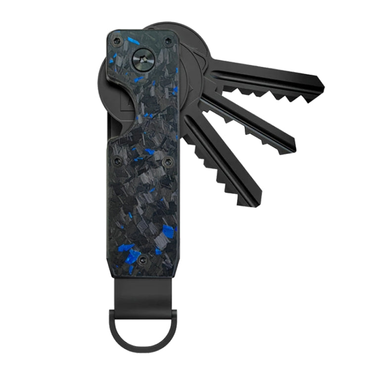 Compact Key Organizer Metal Key Chain Can Hold 2-6 Keys Blue Forged Carbon - free shipping - PMC TechLife - Order now!