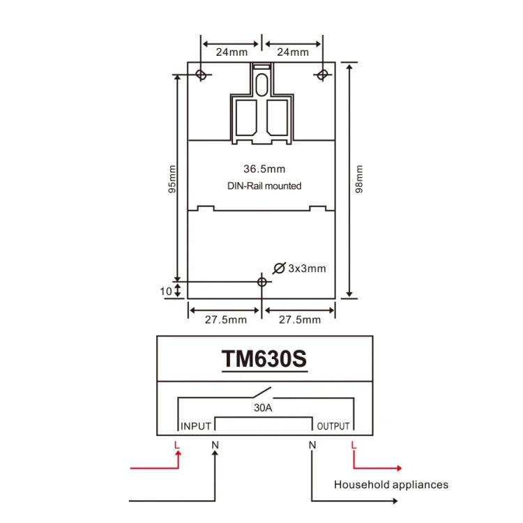 SINOTIMER TM630S-2 220V 30A Timer Switch 1 Second Interval Weekly Programmable Time Relay - Switch by SINOTIMER | Online Shopping South Africa | PMC Jewellery | Buy Now Pay Later Mobicred