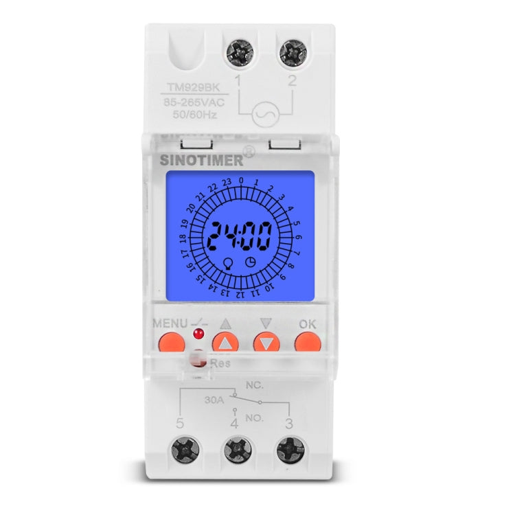 SINOTIMER  TM929BKL 85-265V 30A 24hrs Digital Analogue Din Module Time Switch With Backlight - Switch by SINOTIMER | Online Shopping South Africa | PMC Jewellery | Buy Now Pay Later Mobicred