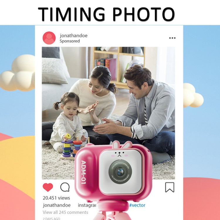 2.4 Inch IPS Screen 48MP Dual Lens Kids Digital Camera Mini Video Camera With 64G TF Card Pink Bunny - Children Cameras by PMC Jewellery | Online Shopping South Africa | PMC Jewellery | Buy Now Pay Later Mobicred