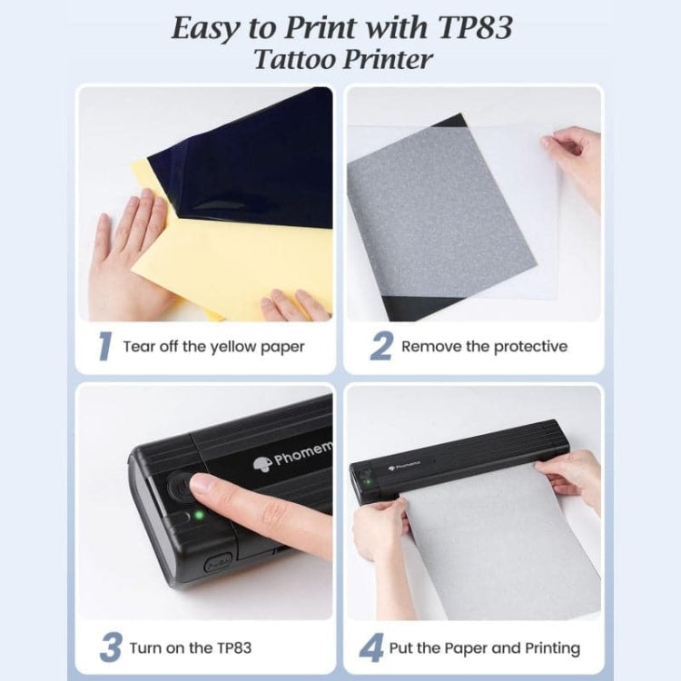 Phomemo TP83-BK Wireless Tattoo Stencil Printer With 10pcs Transfer Paper(Black) - Printer by Phomemo | Online Shopping South Africa | PMC Jewellery | Buy Now Pay Later Mobicred